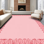 Blooming Red Floral Outline Border Rug