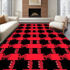 Bold Red Geometric Silhouette Rug