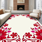 Crimson floral border red vines Rug