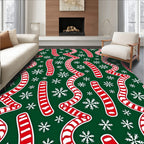 Red Candy Cane Snowflakes Tangle Rug