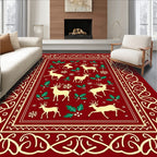 Reindeer Holly Festive Border Rug