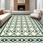 Emerald Green Floral Medallion Lattice Rug