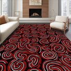 Bold Red Swirls Abstract Harmony Rug