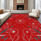 Crimson Sun Star Foliage Medallion Rug