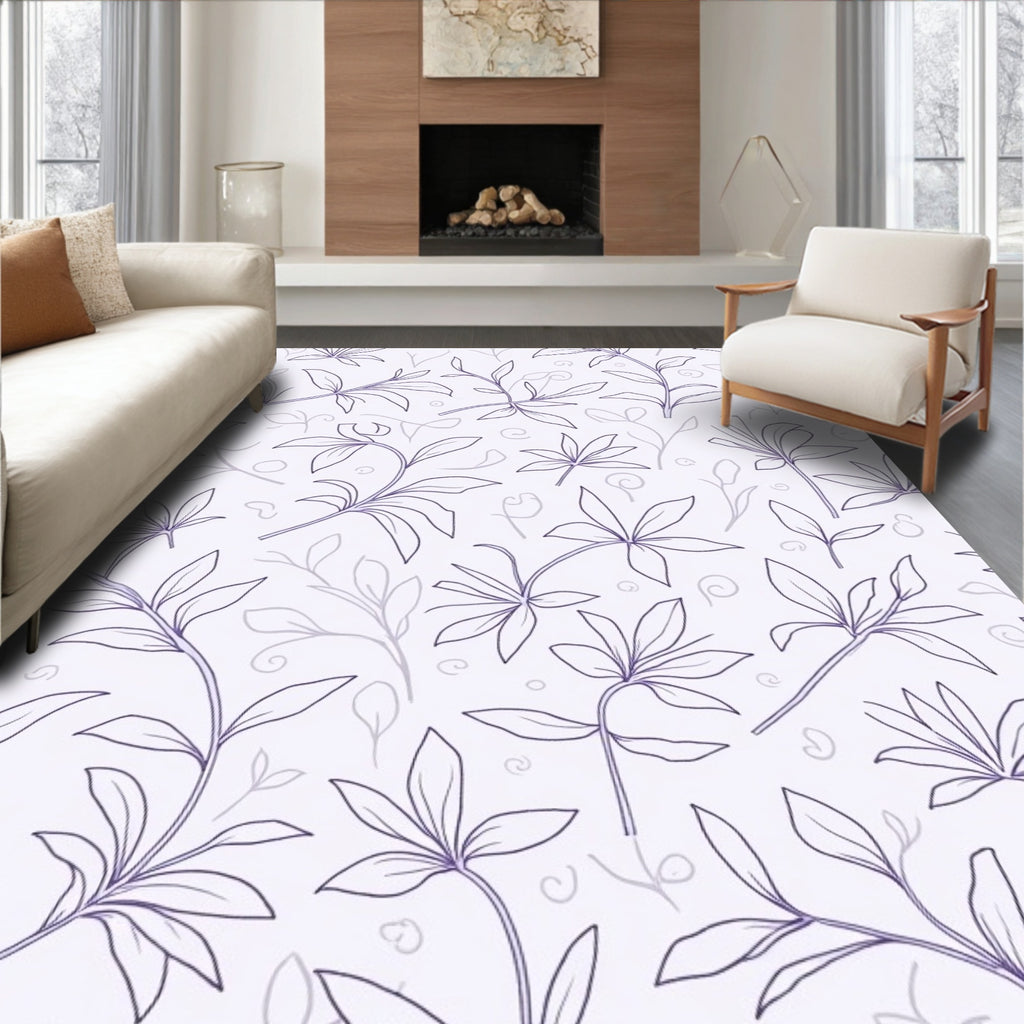 Delicate Lavender Vine Swirls Rug