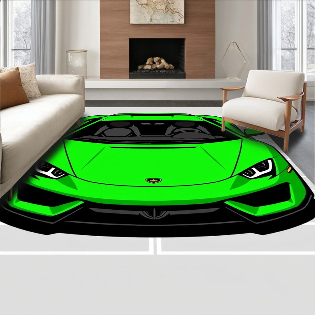 Bright Lime Green Exotic Sports Vehicle Rug