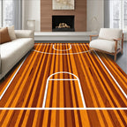 Brown Orange Vertical Wood Court Rug
