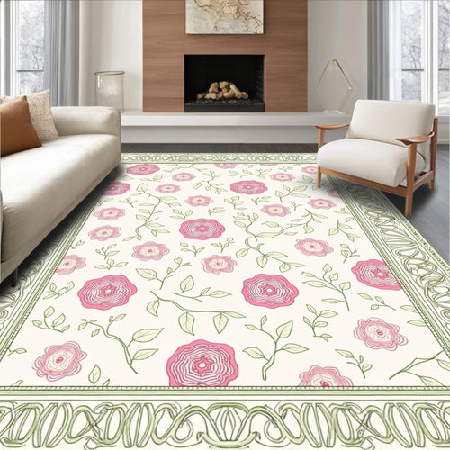 Art Nouveau Pink Rose Garden Rug