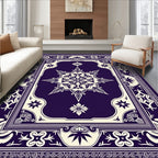 Deep Plum Floral Medallion Border Rug