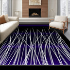 White Tall Grass Dark Purple Swirl Rug