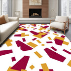 Crimson Gold Geometric Collage Rug