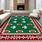 Green Football and Eye Border Rug