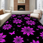 Vibrant Fuschia Floral Fluttering Butterfly Rug