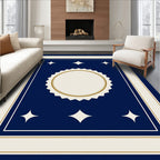 Navy Cream Diamond Star Medallion Rug