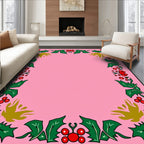 Festive Pink Holly Berry Garland Rug