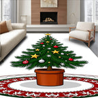 Festive Christmas Tree Ornamented Star Rug