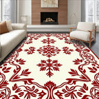 Crimson Floral Snowflake Medallion Rug