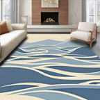 Abstract Blue Wave Layer Rug