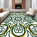 Emerald Gold Intricate Circular Mandala Rug