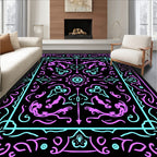 Vibrant Pink Turquoise Floral Medallion Rug