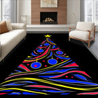 Vibrant Abstract Christmas Tree Ornaments Rug