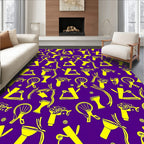 Bright Yellow Geometric And Organic Forms Rug