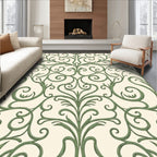 Green Flourishing Vine Scroll Rug
