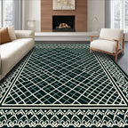 Dark Teal Diamond Lattice Geometric Rug