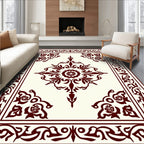 Crimson Floral Medallion Bordered Rug