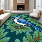 Blue Jay Amongst Evergreen Branches Rug