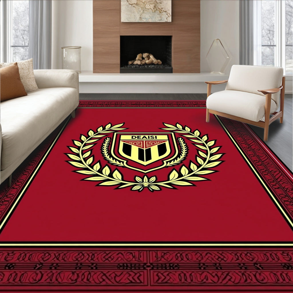 Crimson Laurel Crest Emblem Rug