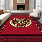 Crimson Laurel Crest Emblem Rug