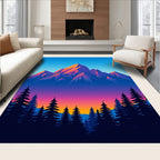 Vibrant Mountain Forest Sunset Sky Rug