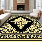 Cream Black Medallion Arabesque Rug