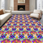 Vibrant Purple Yellow Kaleidoscopic Garden Rug