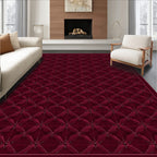Deep Burgundy Embossed Diamond Quilt Rug