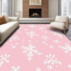 Whimsical White Snowflake Pastel Pink Rug