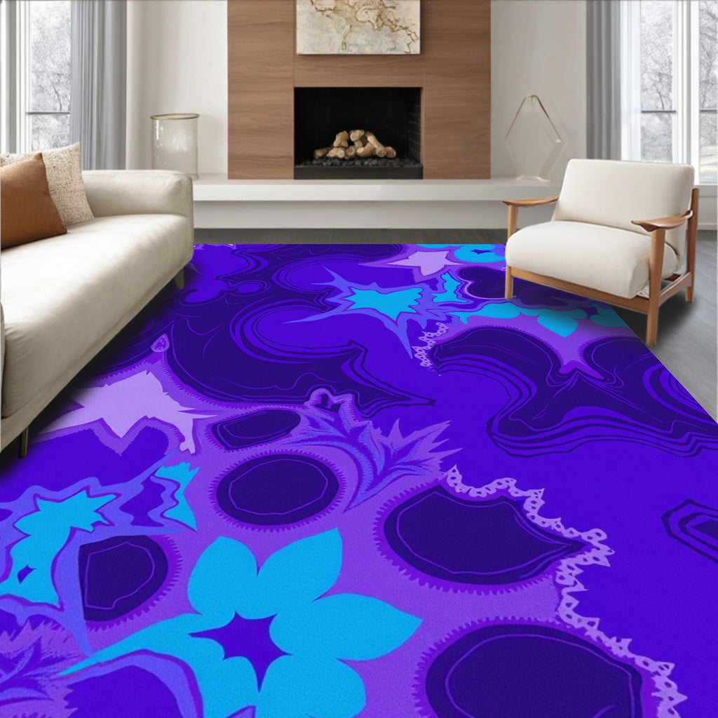 Vibrant Purple Jagged Floral Whimsical Rug