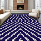 Deep Blue White Chevron Laurel Rug