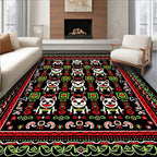 Whimsical Red Green Dog Repeat Rug