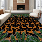 Brown Deer Green Foliage Repeating Rug
