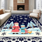 Festive Santa Snow Globe Winter Scene Rug
