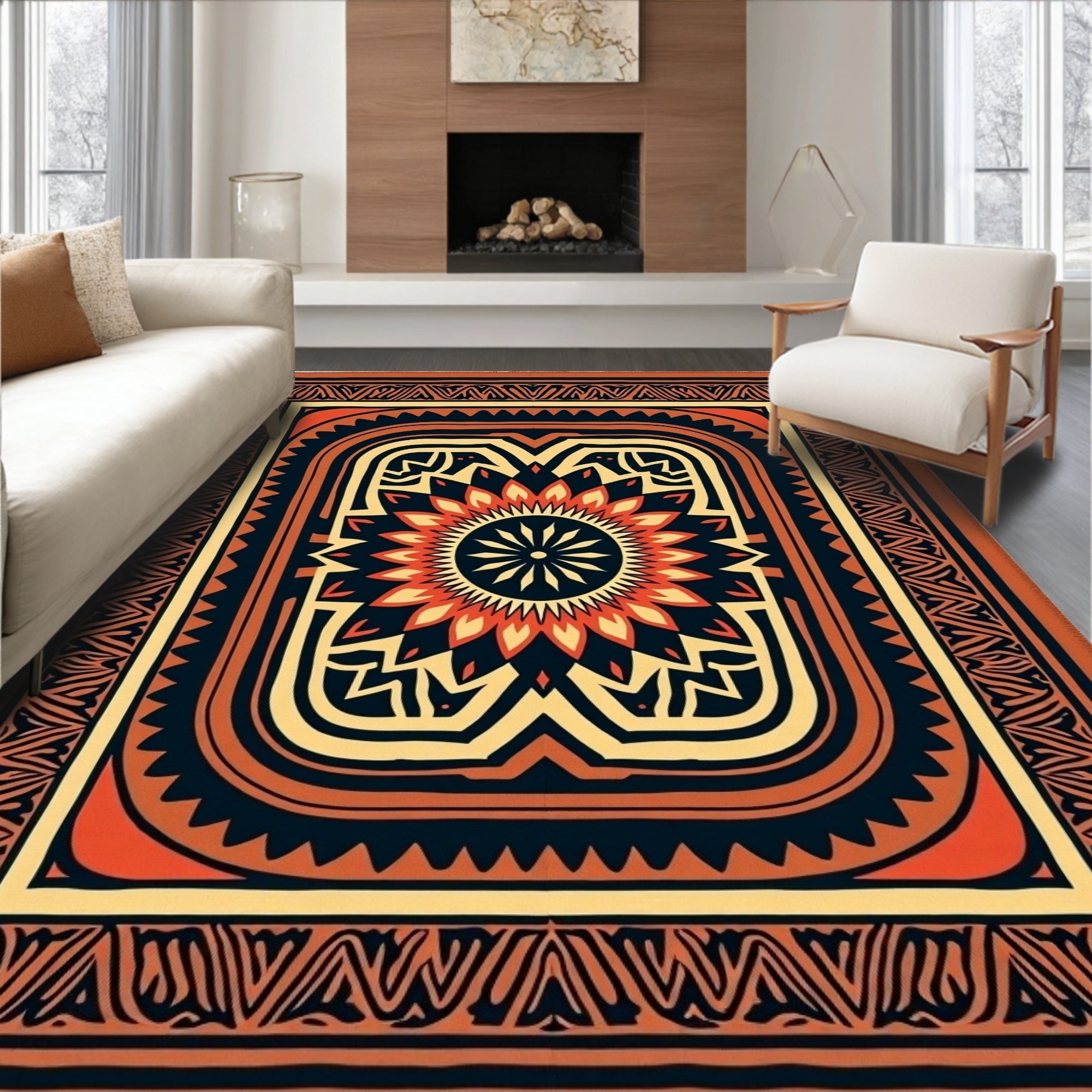 Fiery Sun Tribal Medallion Rug