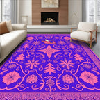Vivid Purple Pink Santa Sleigh Snowflakes Rug