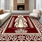 Crimson Sacred Figure Ornate Border Rug