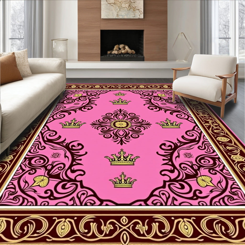 Pink Crown Baroque Flourish Rug