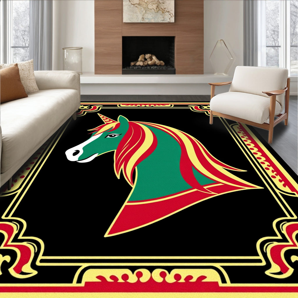 Emerald Green Unicorn Regal Frame Rug