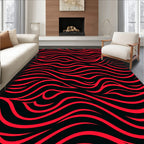 Crimson Wave Abstract Flow Rug