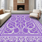 Ornate Lavender White Floral Arabesque Rug