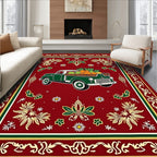 Vintage Green Truck Fruit Harvest Rug